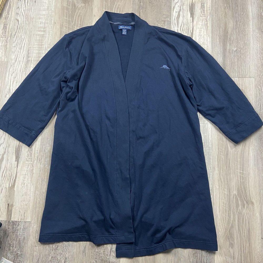 Tommy Bahama Navy Blue Robe Mens Small‎ / Medium Embroidered Logo Cotton Blend
